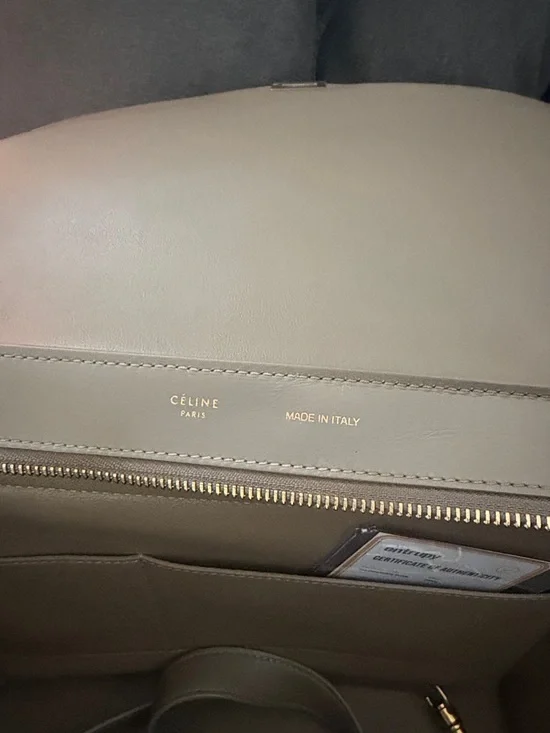 Celine Tricolor Leather Shoulder Bag - Cream, Gray & Mustard - Picture 7 of 8